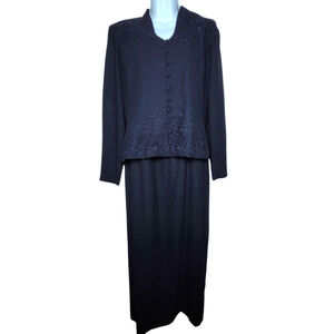 Women's Karin Stevens 1-Piece Skirt Suit Dress Size 6, Dark Blue